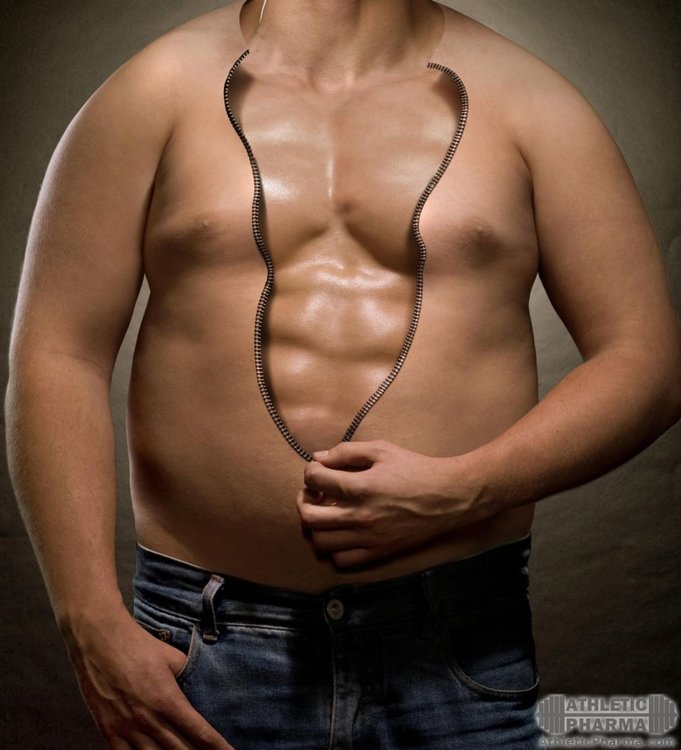 Пузатый мужчина-бодибилдер