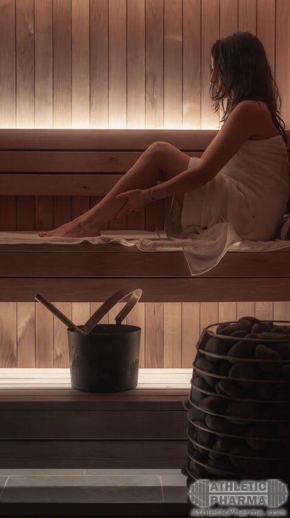 Девушка принимает жаркую сауну